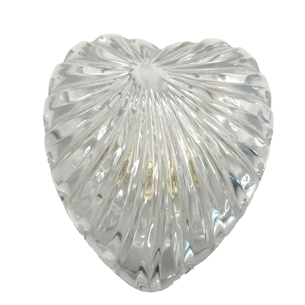 Vtg Royal Crystal Rock 24% Lead Crystal Heart Shaped Trinket Box Italy 4"‎